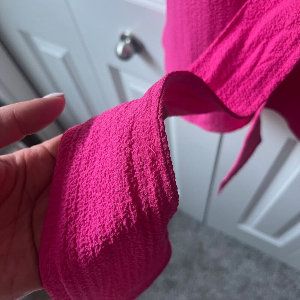 NWT Calvin Klein Sleeveless Collared A-line Belted Dress, Barbie Pink, Size 4 - Picture 8 of 9